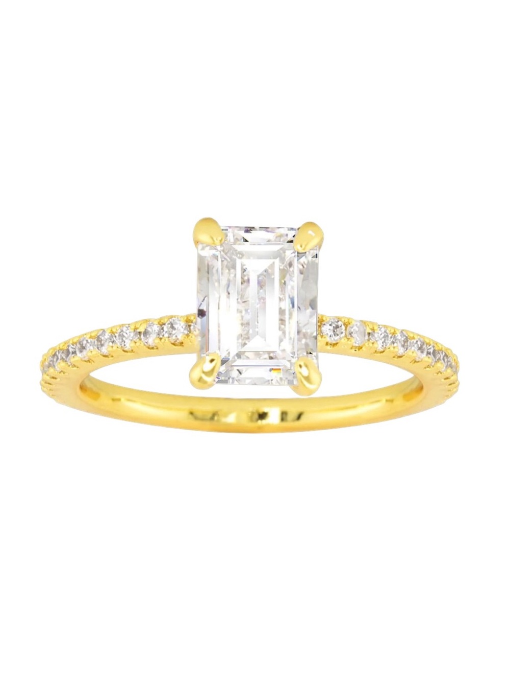 New Amanda Blu Emerald Cut CZ Cubic Zirconia Solitaire Gold Engagement Ring